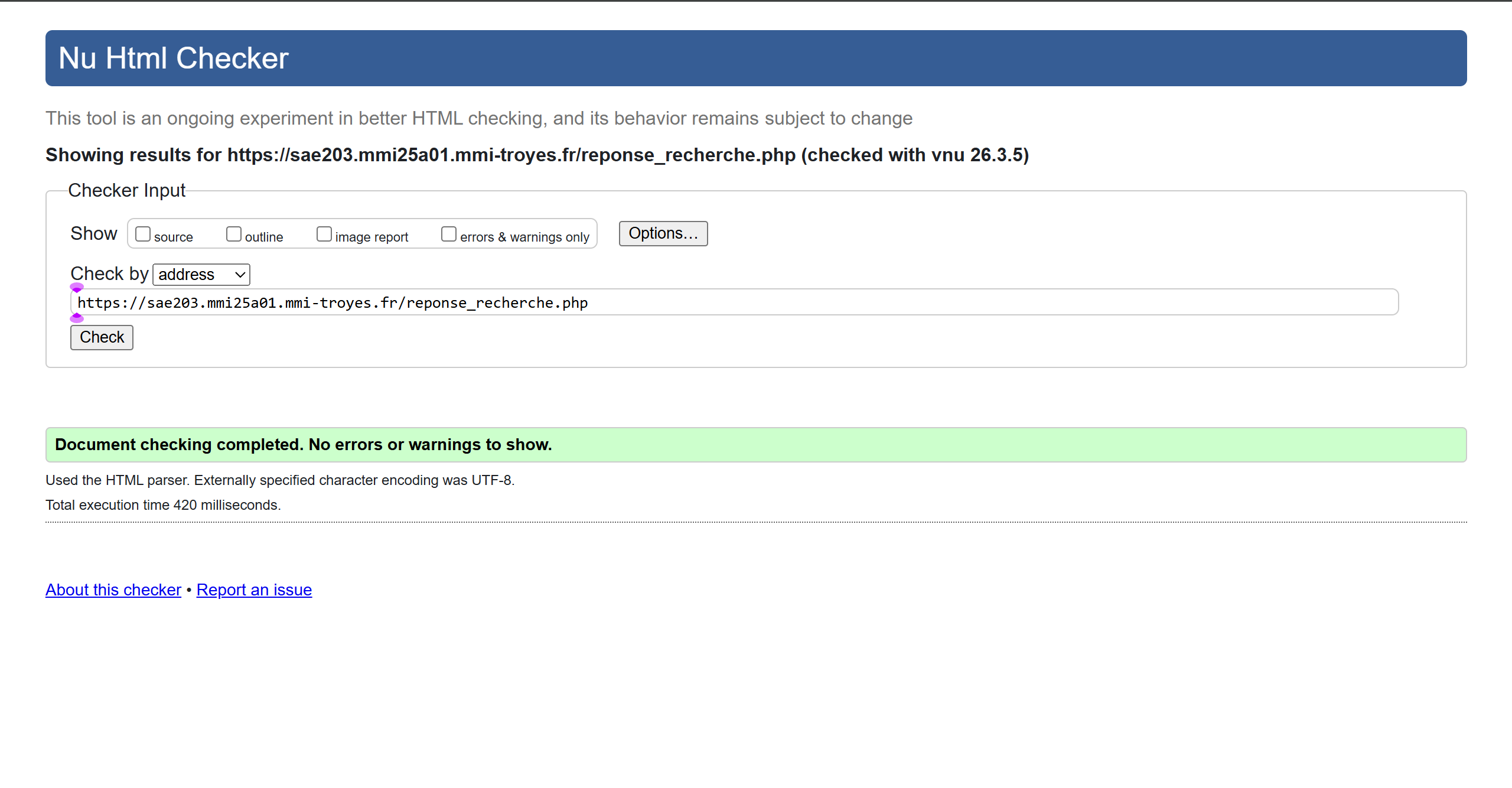 W3C validation reponse_recherche.php